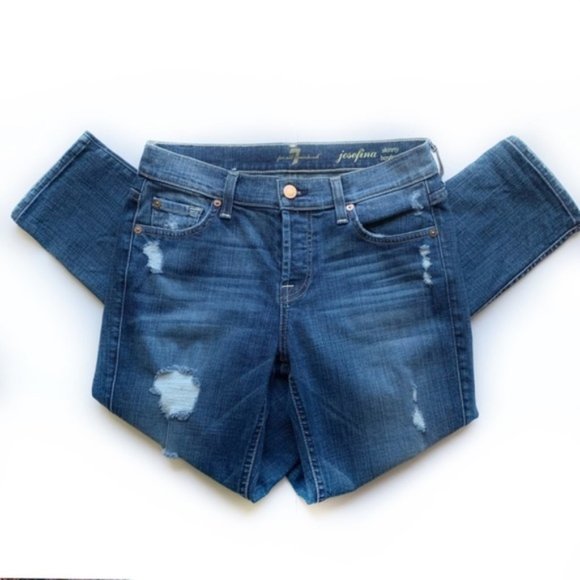 FINAL PRICE SALE - 7FAMK Distressed Skinny Jeans - Picture 4 of 4